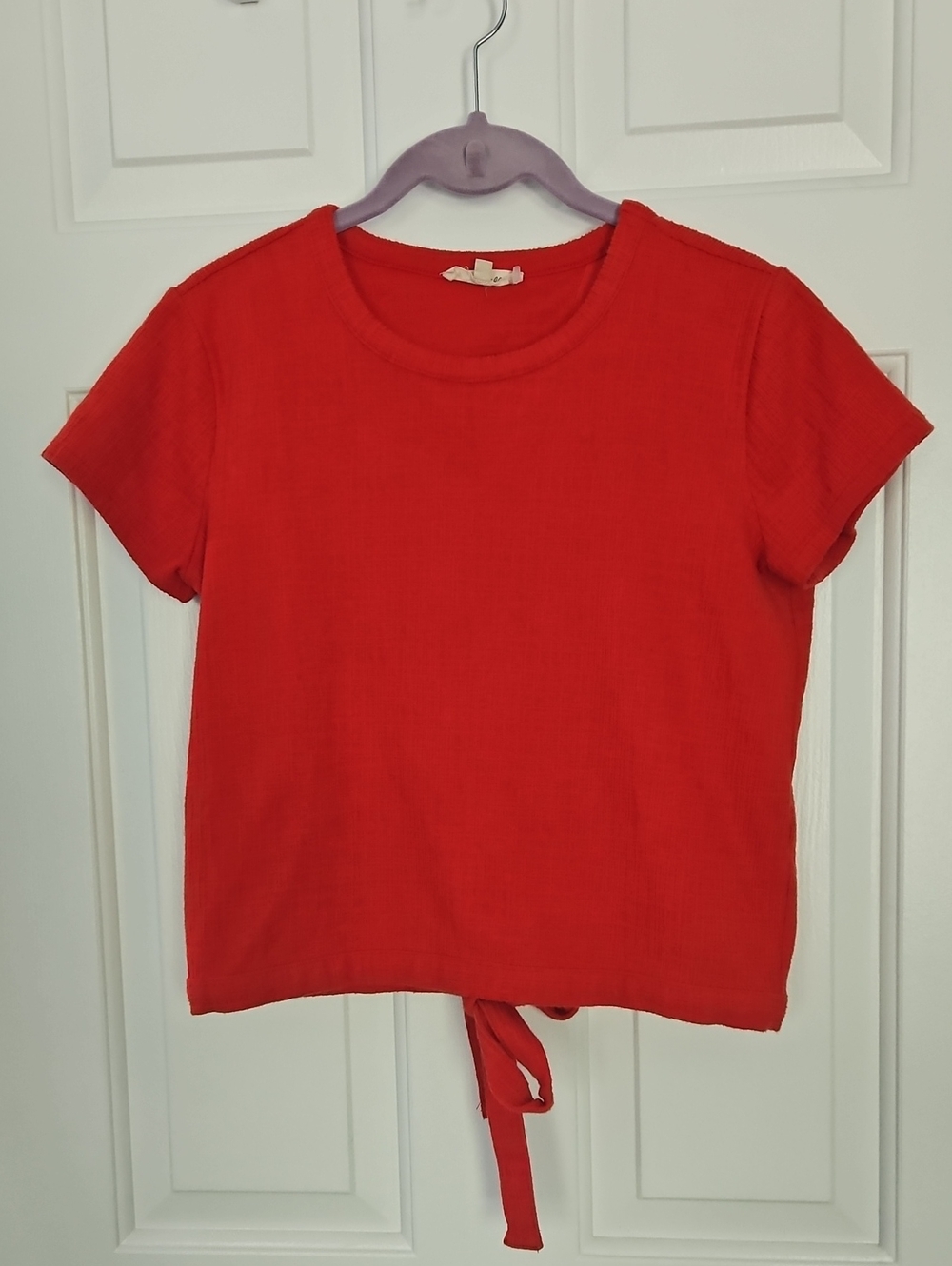 Madewell Red Tie-Back Short Sleeve Crop Top